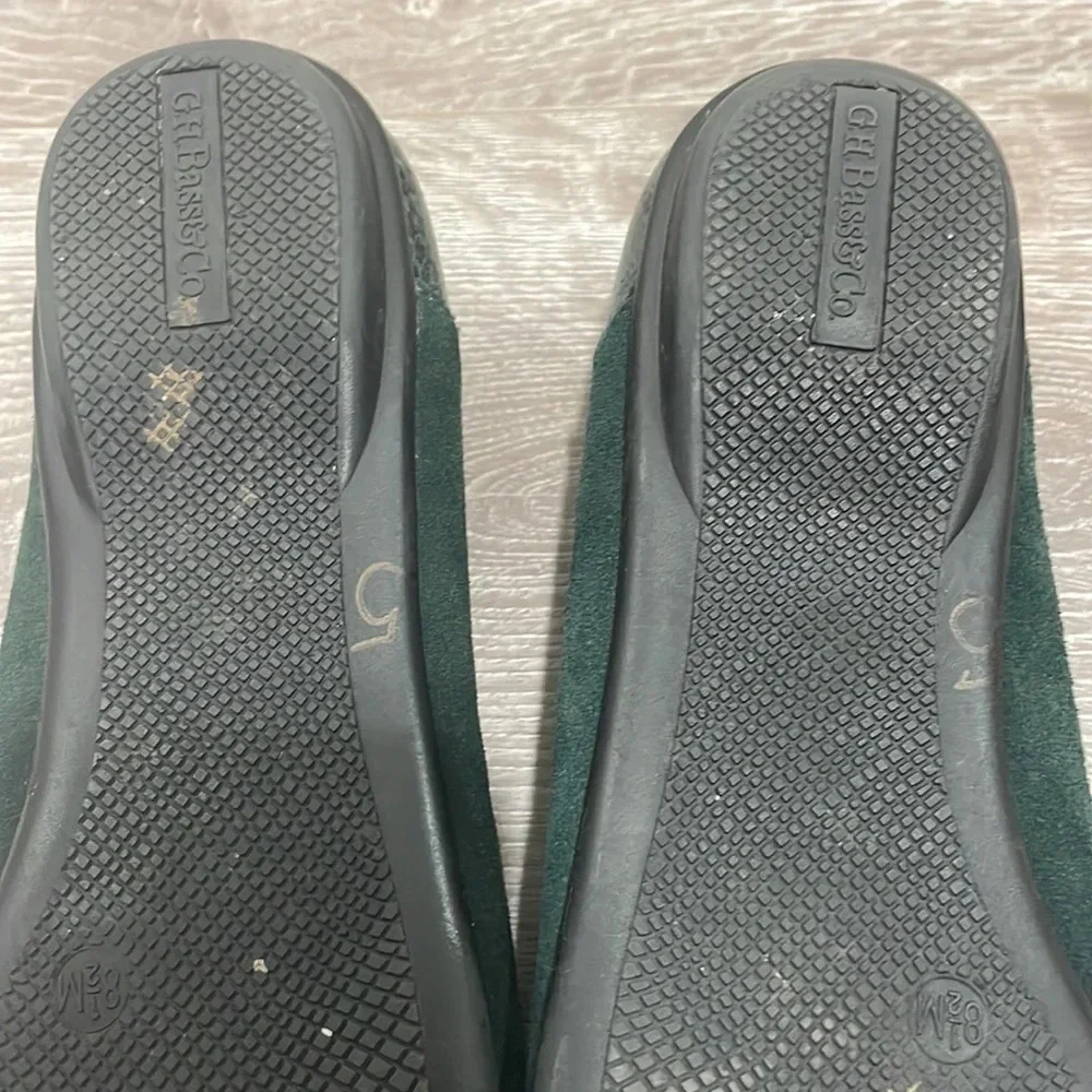 G.H. BASS & CO Cara Green Leather Suede Reptile Ballet Flat 8.5